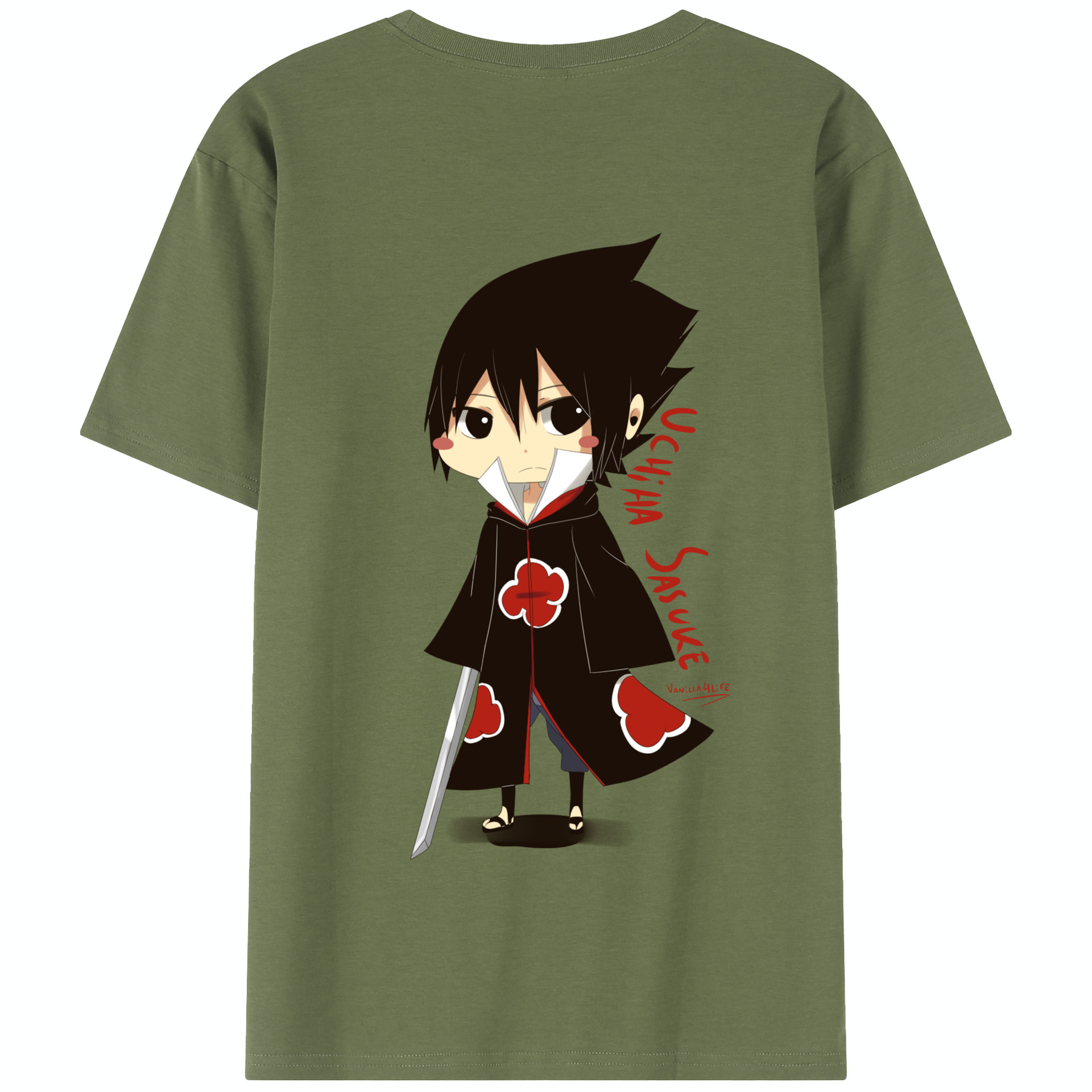 （画像用） NARUTO -ナルト- うちは サスケ Uchiha Sasuke 綿100％半袖Tシャツ（背面プリント）